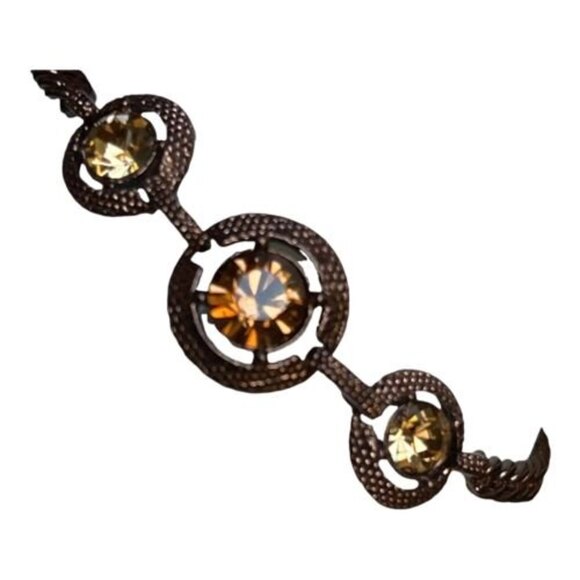 Givenchy Women's Three Crystals Copper Color Chain Bracelet - Picture 3 of 11